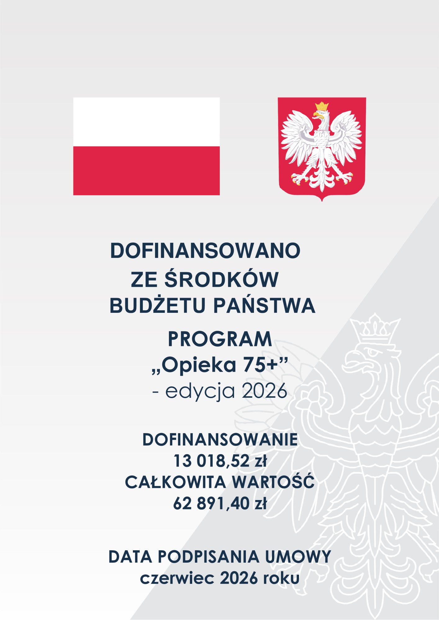 plakat nawiązujacy do realizacji programu opieka 75 plus